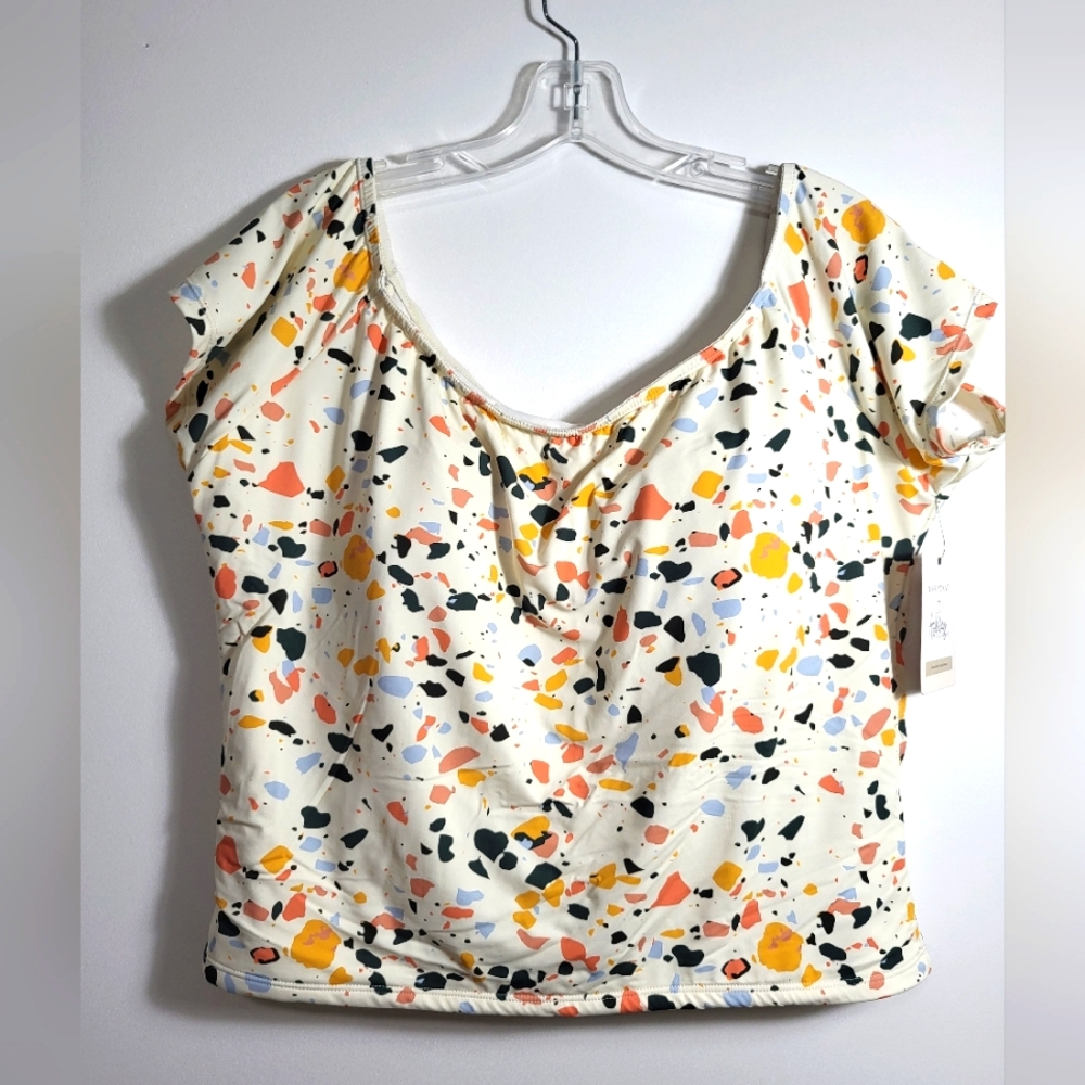 NWT DownEast by Ashley Reeves Terrazzo tankini swim top, women's 2X  #1851